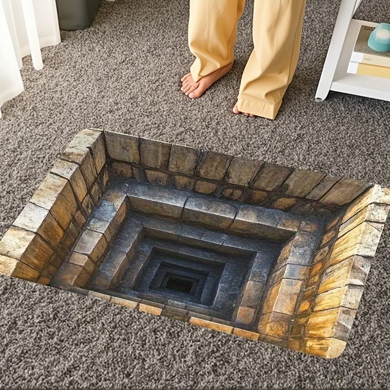 3D Optical Illusion Doormat – Realistic Stone Step Design - 30 inches X 18 inches