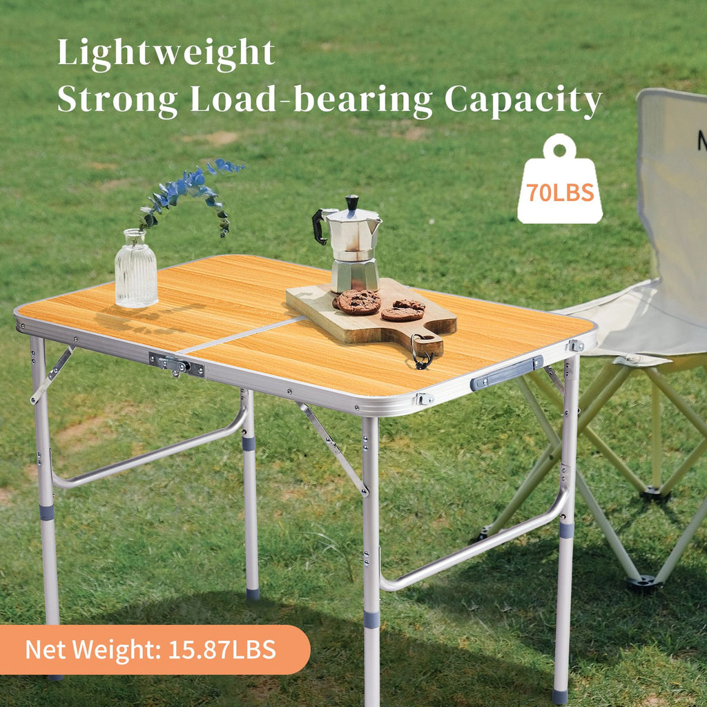 Wood-Grain Folding Table for Dining, Games, and Gatherings