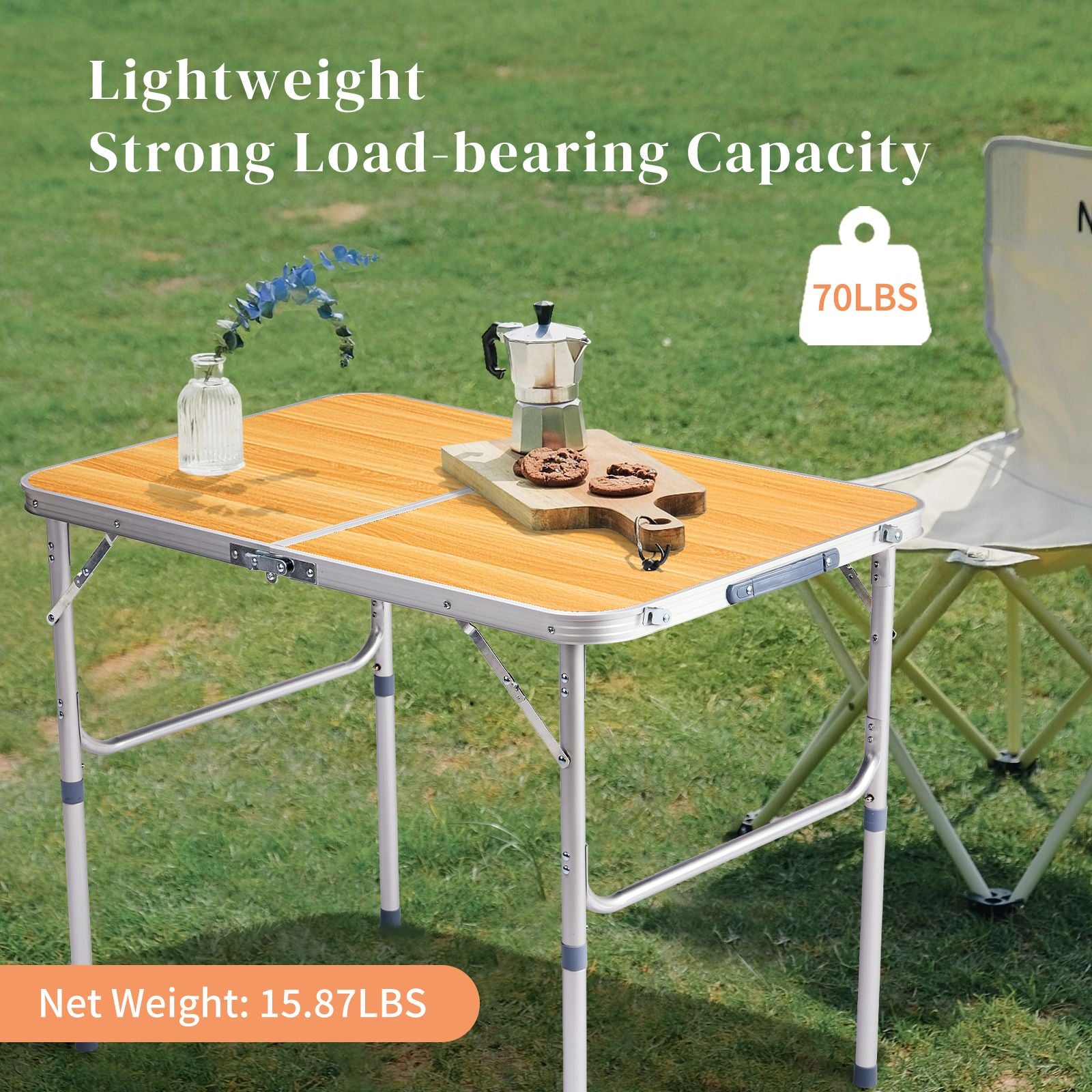 Wood-Grain Folding Table for Dining, Games, and Gatherings