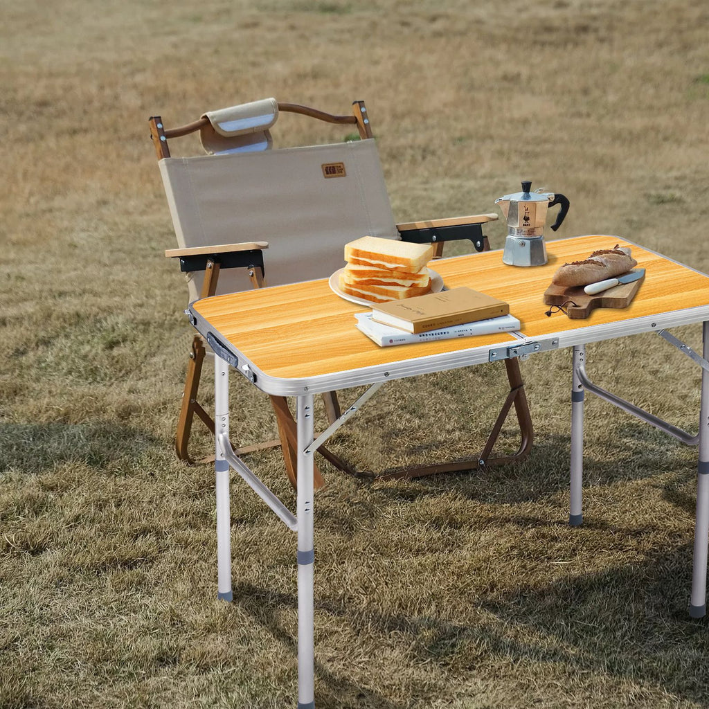 Wood-Grain Folding Table for Dining, Games, and Gatherings
