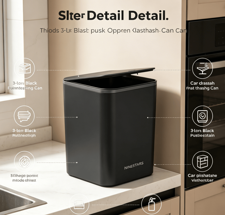 Push-Open Mini Vehicle Trash Can with Non-Slip Mat
