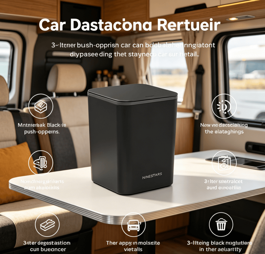 Push-Open Mini Vehicle Trash Can with Non-Slip Mat