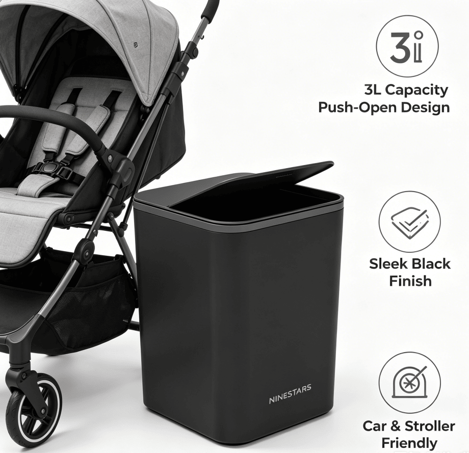 Push-Open Mini Vehicle Trash Can with Non-Slip Mat