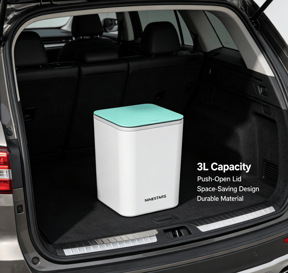 Push-Open Mini Vehicle Trash Can with Non-Slip Mat