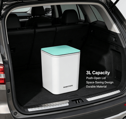 Push-Open Mini Vehicle Trash Can with Non-Slip Mat