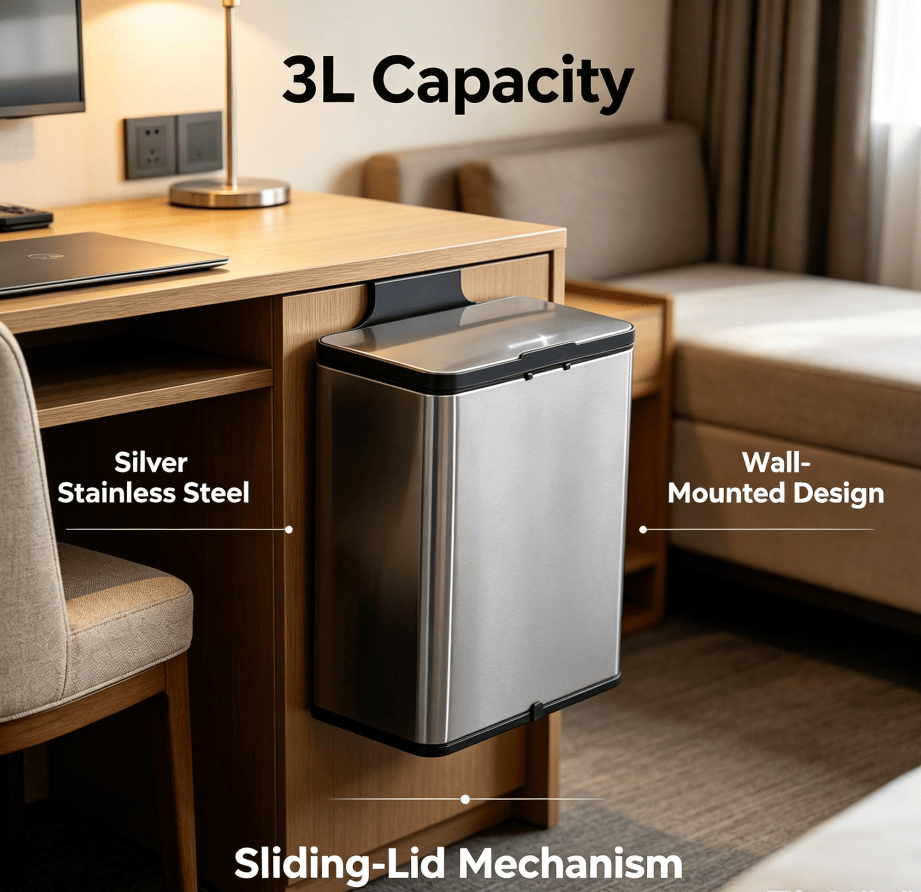Compact Hanging Trash Can with Slide Lid
