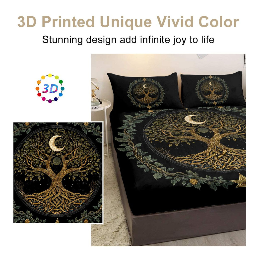 Tree of Life Three-Piece Fitted Sheet Set