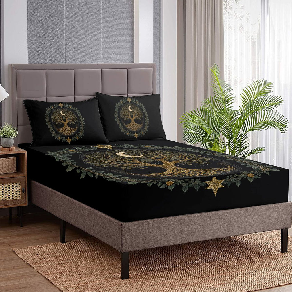 Tree of Life Three-Piece Fitted Sheet Set