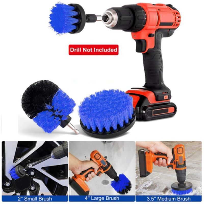 3-Piece Drill Brush Set for Deep Cleaning Tiles, Tub, and Carpet