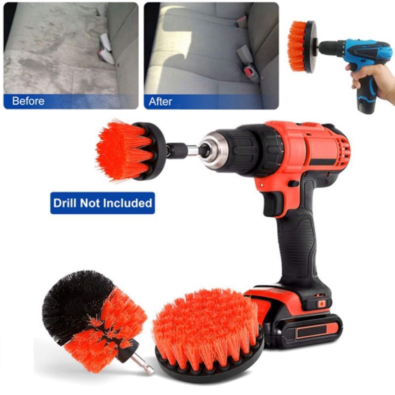3-Piece Drill Brush Set for Deep Cleaning Tiles, Tub, and Carpet