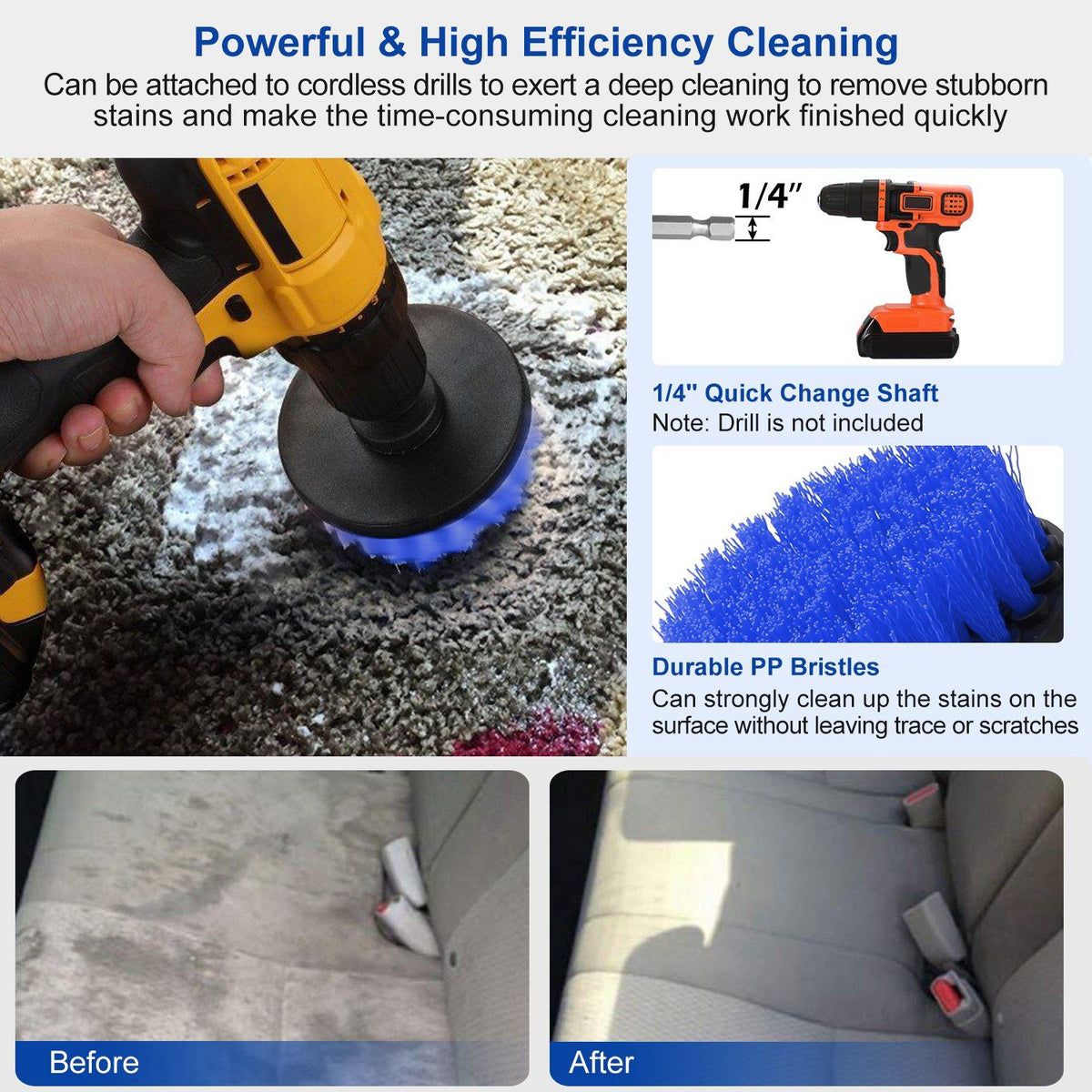 Three-Piece Drill-Powered Scrubber Brush Set