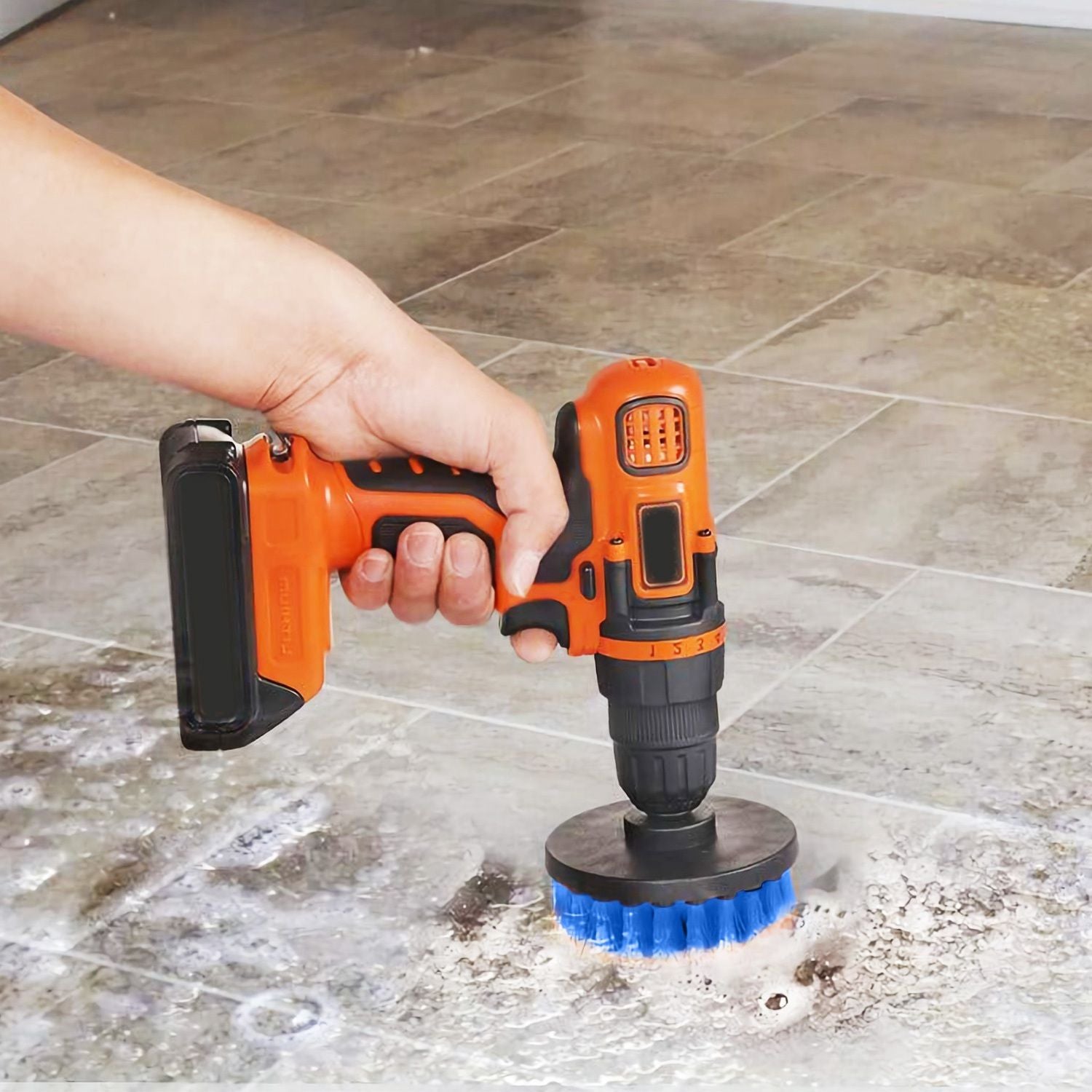 Three-Piece Drill-Powered Scrubber Brush Set