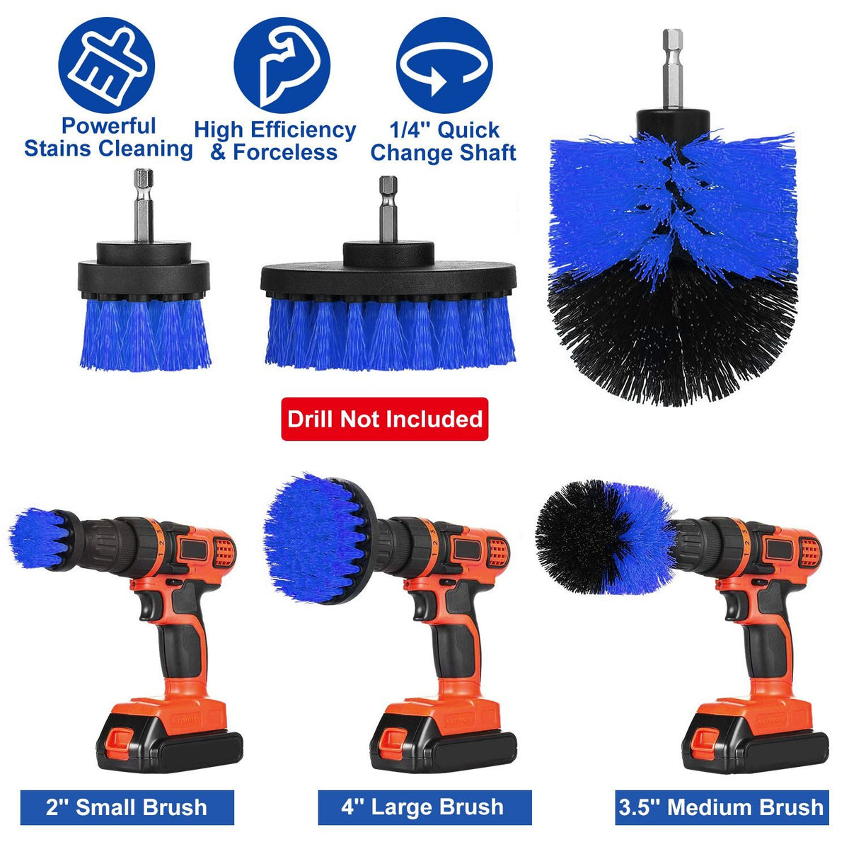 Three-Piece Drill-Powered Scrubber Brush Set