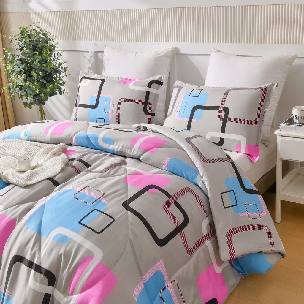 Coordinated Queen Comforter and Pillowcase Set