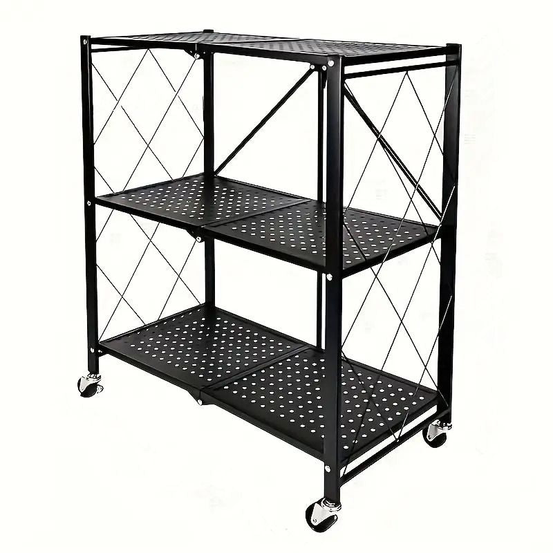 Foldable Multi-Layer Storage Rack for Garage and Kitchen Organization
