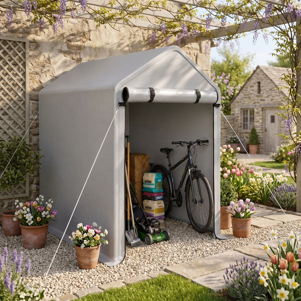 All-Weather Storage Shed for Bikes, Tools, and Firewood