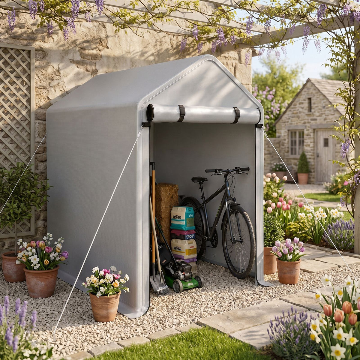 All-Weather Storage Shed for Bikes, Tools, and Firewood