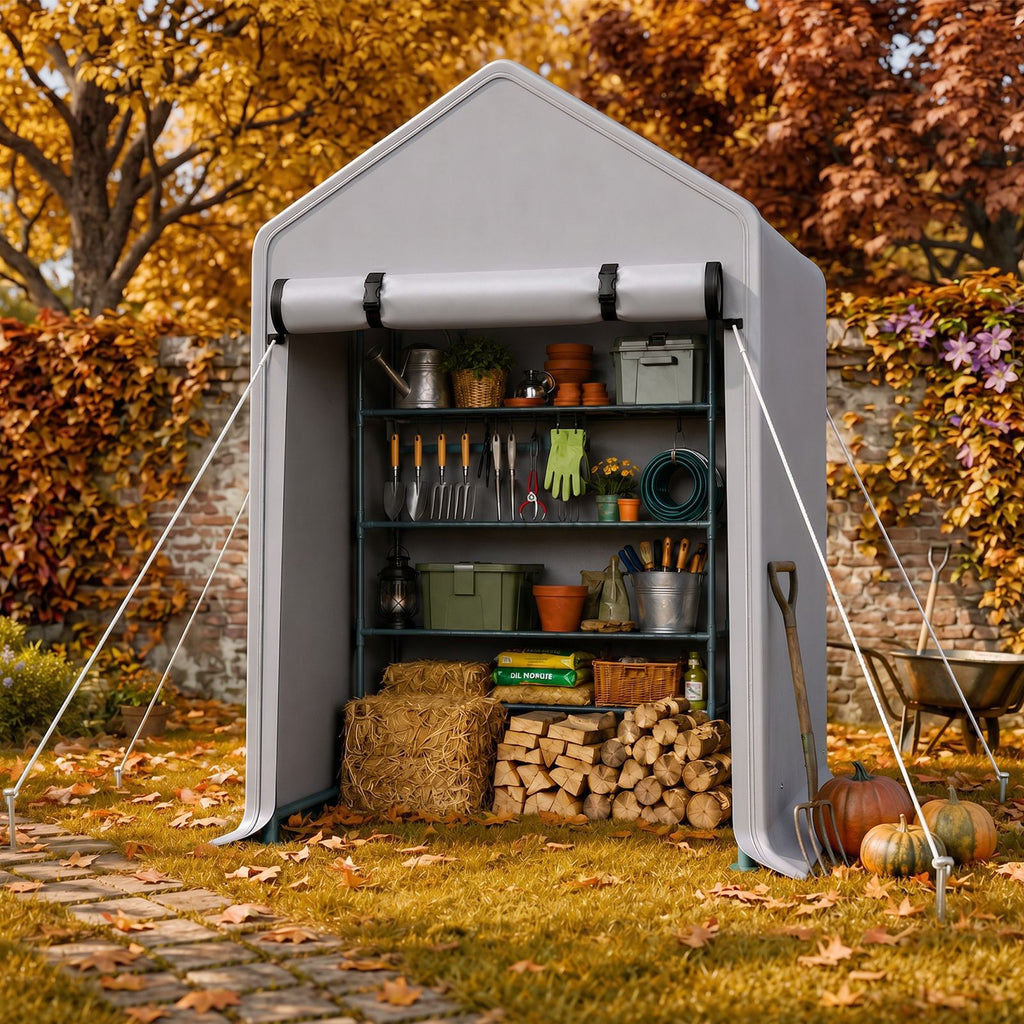 All-Weather Storage Shed for Bikes, Tools, and Firewood