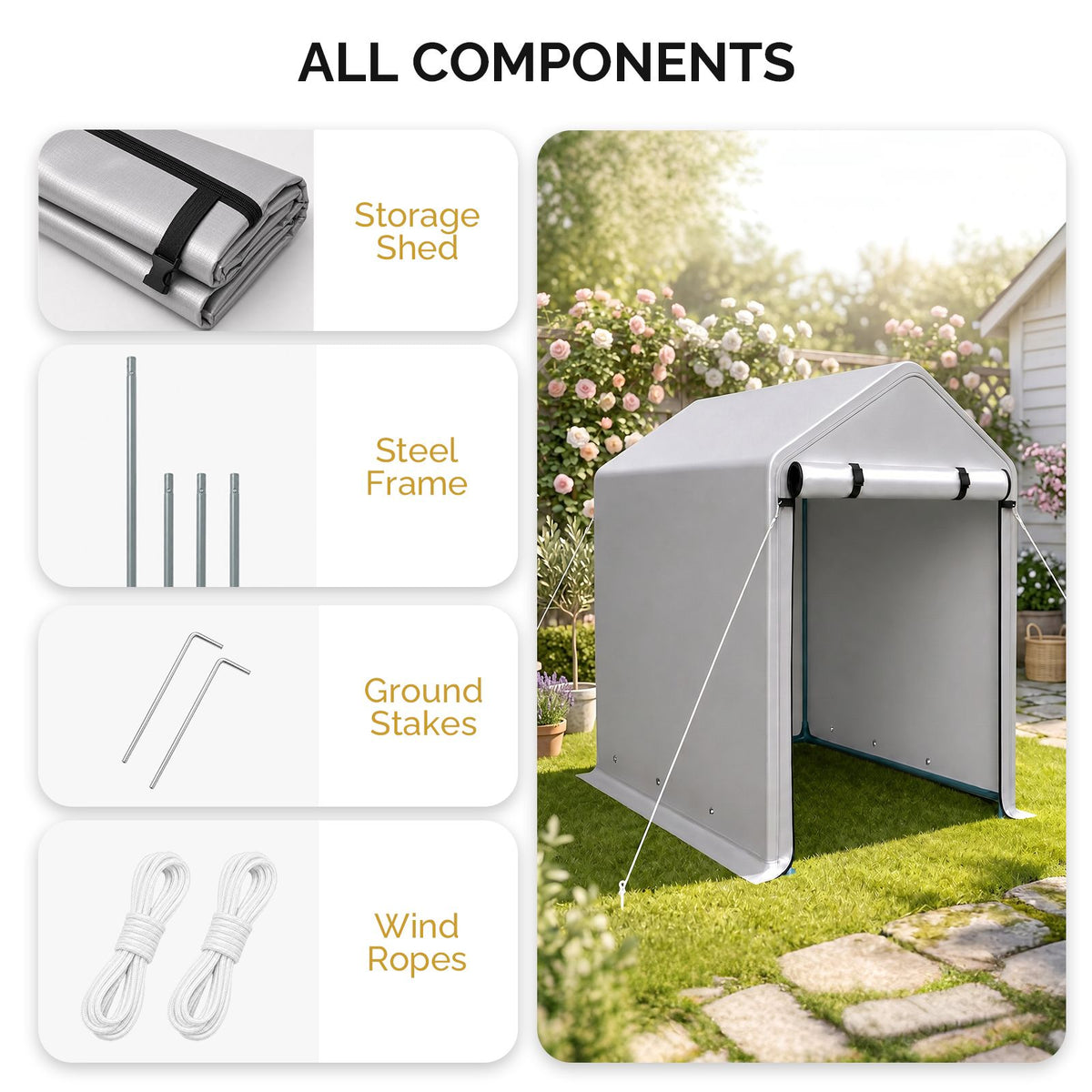 All-Weather Storage Shed for Bikes, Tools, and Firewood
