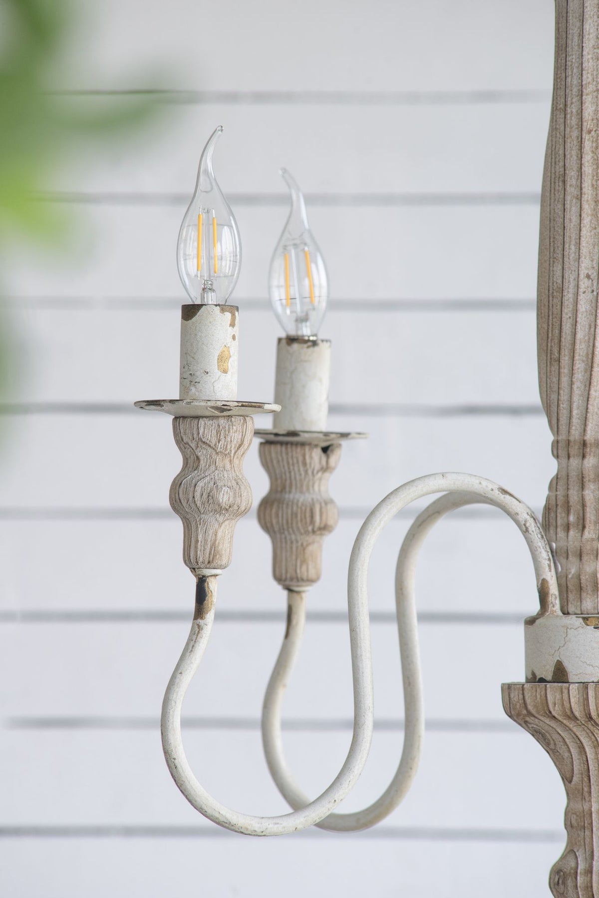Rustic Distressed White Chandelier with Adjustable Chain