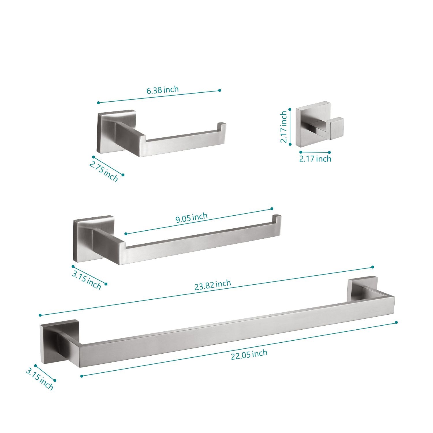 4-Piece Bathroom Hardware Set – Modern Wall-Mounted Storage