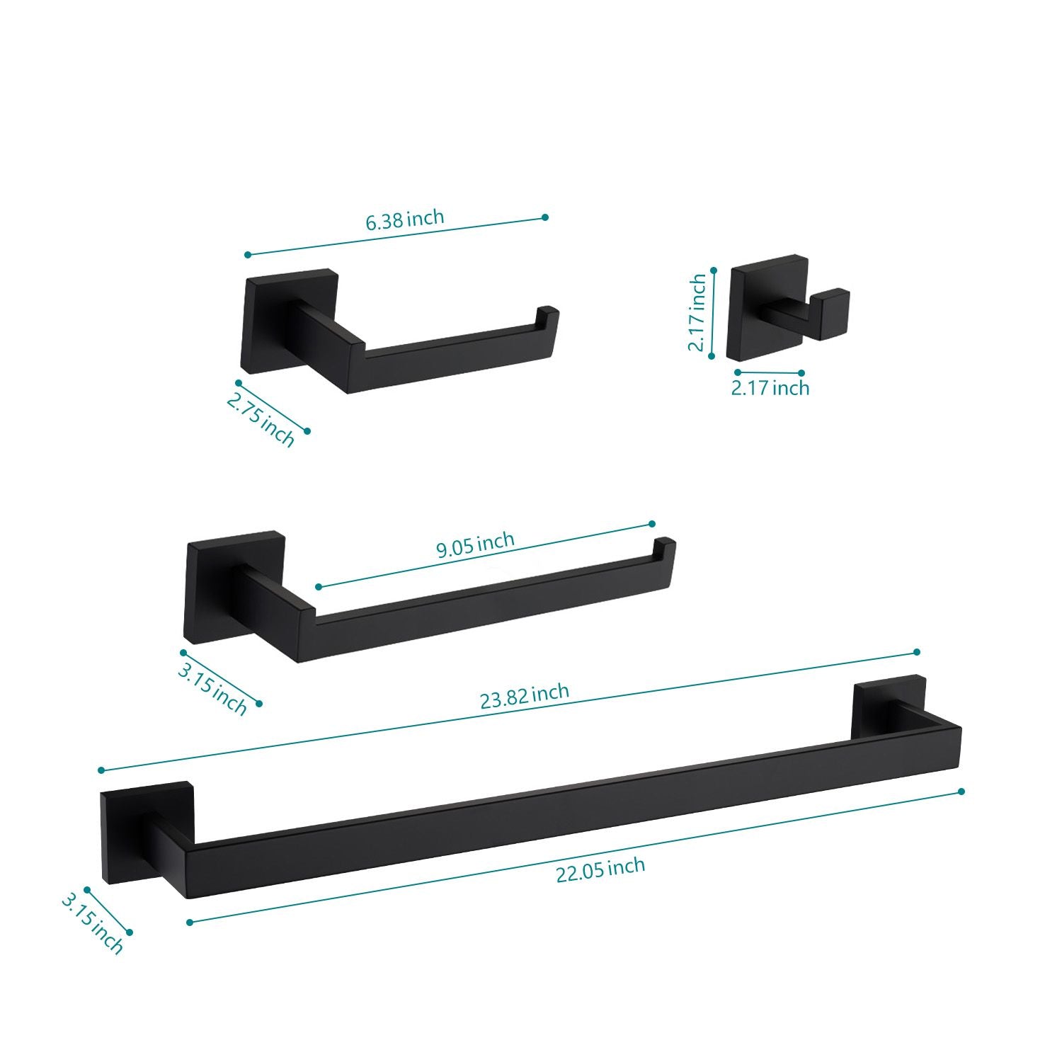 Modern Four-Piece Bathroom Hardware Set