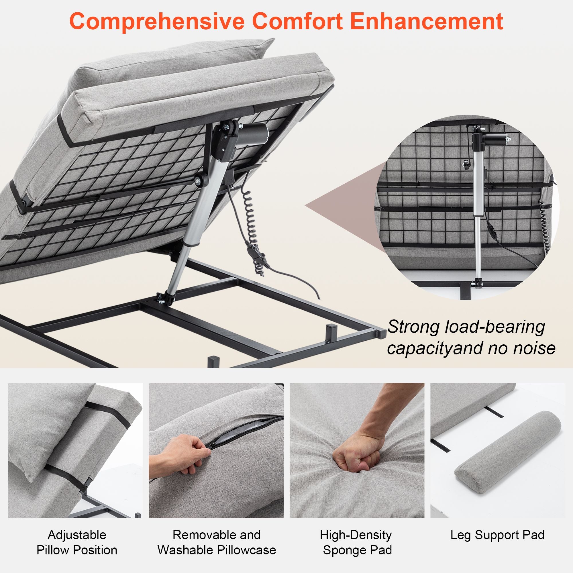 Electric Adjustable Bed Backrest with Remote Control