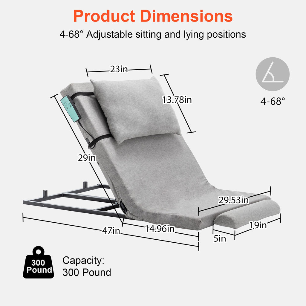 Electric Adjustable Bed Backrest with Remote Control
