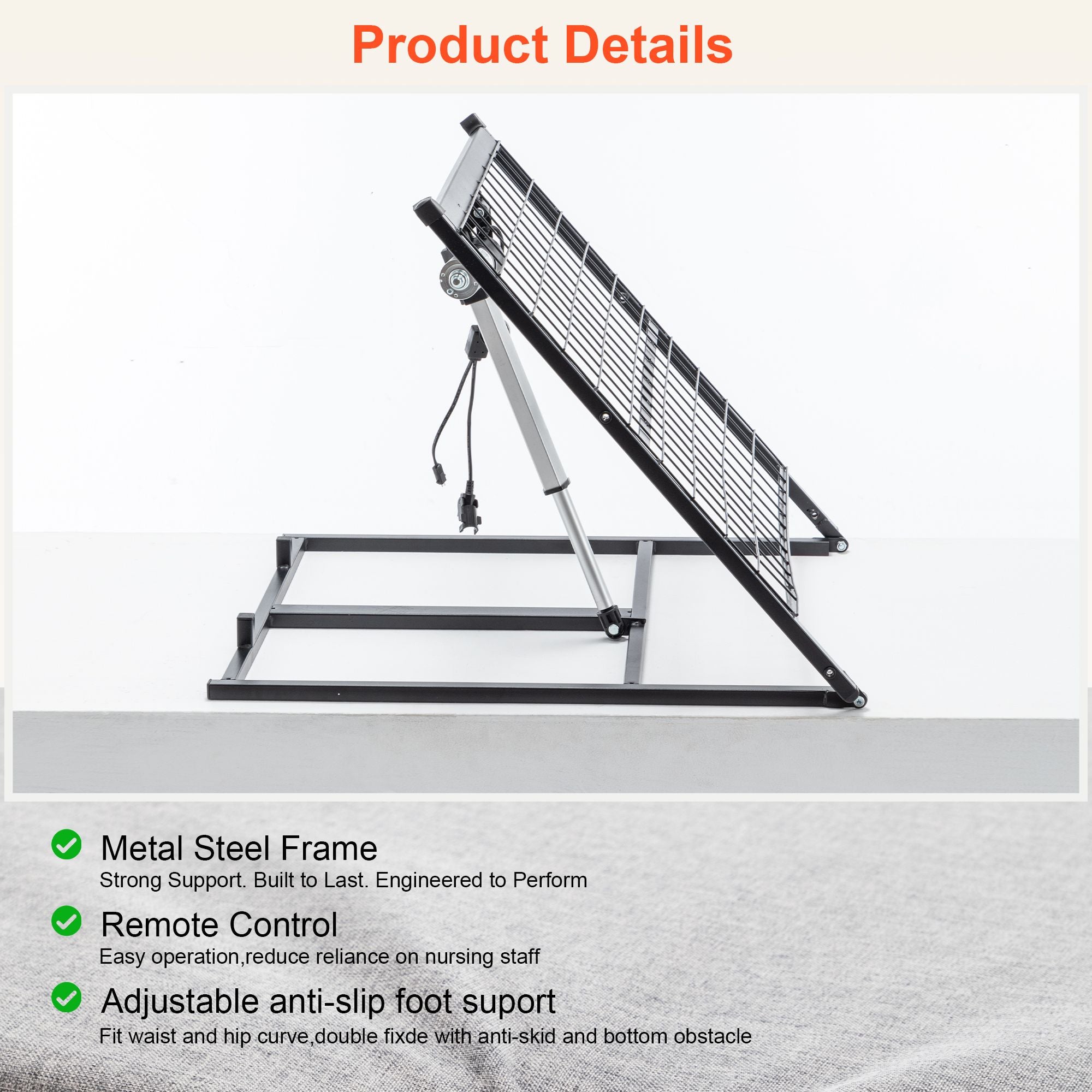 Electric Adjustable Bed Backrest with Remote Control