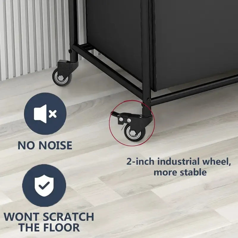4-Bag Laundry Sorter Hamper Cart with Lockable Wheels and Removable Bags