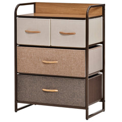 4-Bin Dresser Storage Tower Cabinet Organizer Unit, Chest Dresser Drawers with Metal Frame