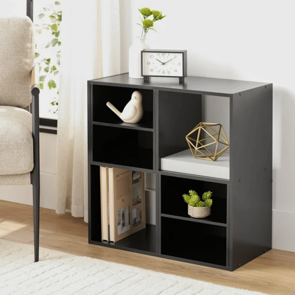 Cube Organizer Bookcase with Open and Closed Back Shelves