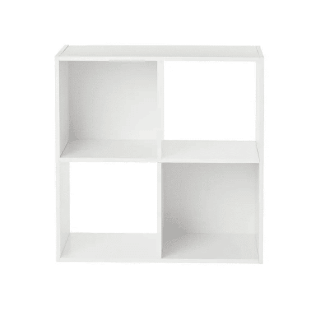 White Four-Cube Organizer with Two Open and Two Closed Backs
