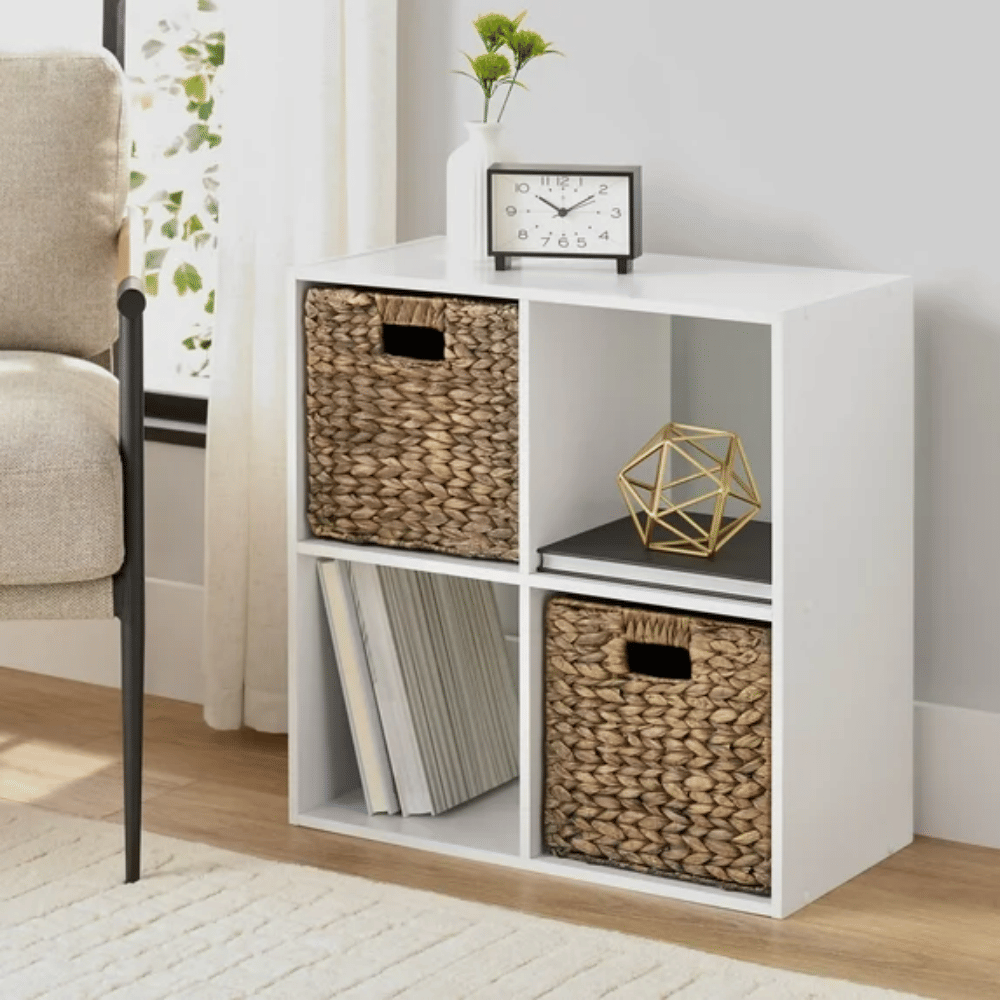 White Four-Cube Organizer with Two Open and Two Closed Backs