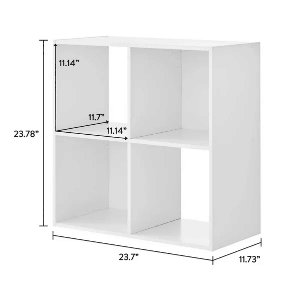 White Four-Cube Organizer with Two Open and Two Closed Backs