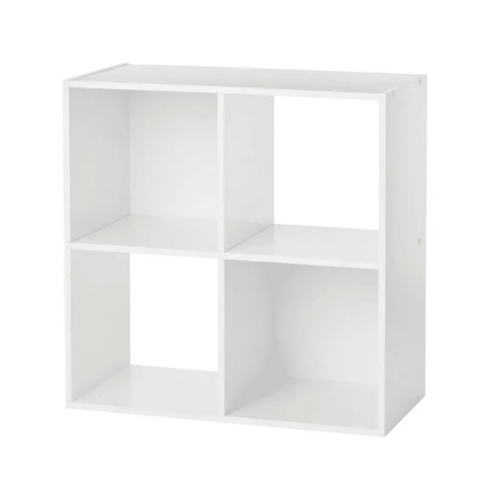 White Four-Cube Organizer with Two Open and Two Closed Backs