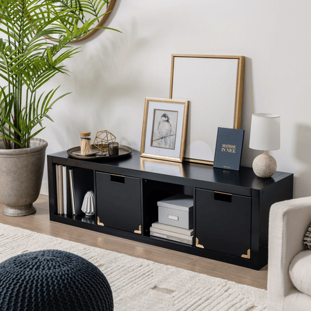 Black Four-Cube Organizer with Flexible Placement