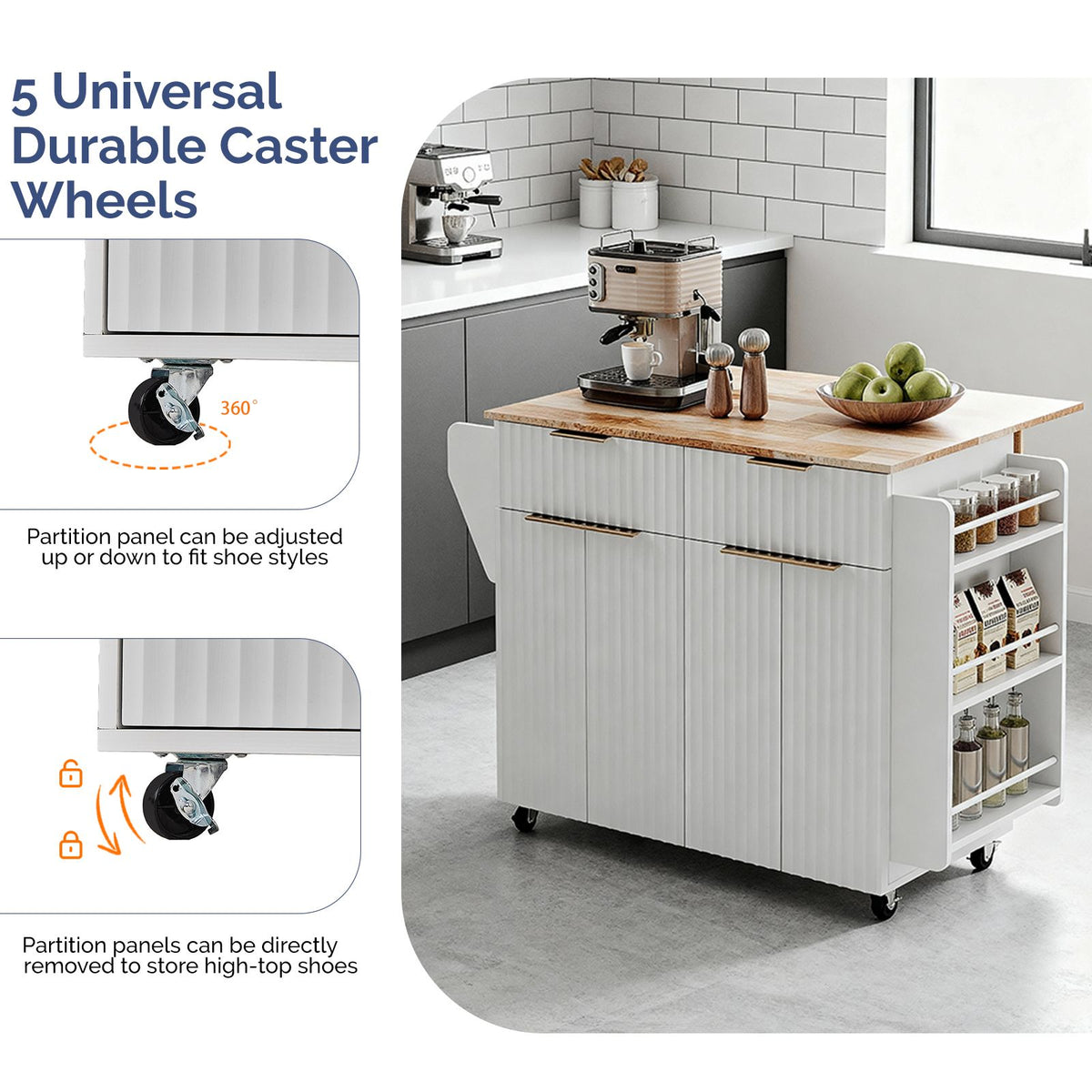 Champagne-Gold Grille Buffet Serving Cart