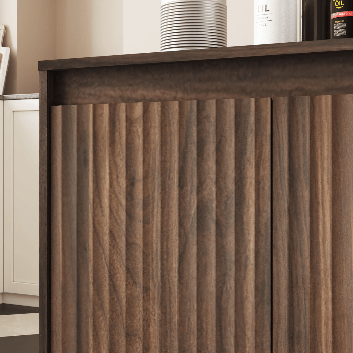 Four-Door Fluted Sideboard with Power Outlet