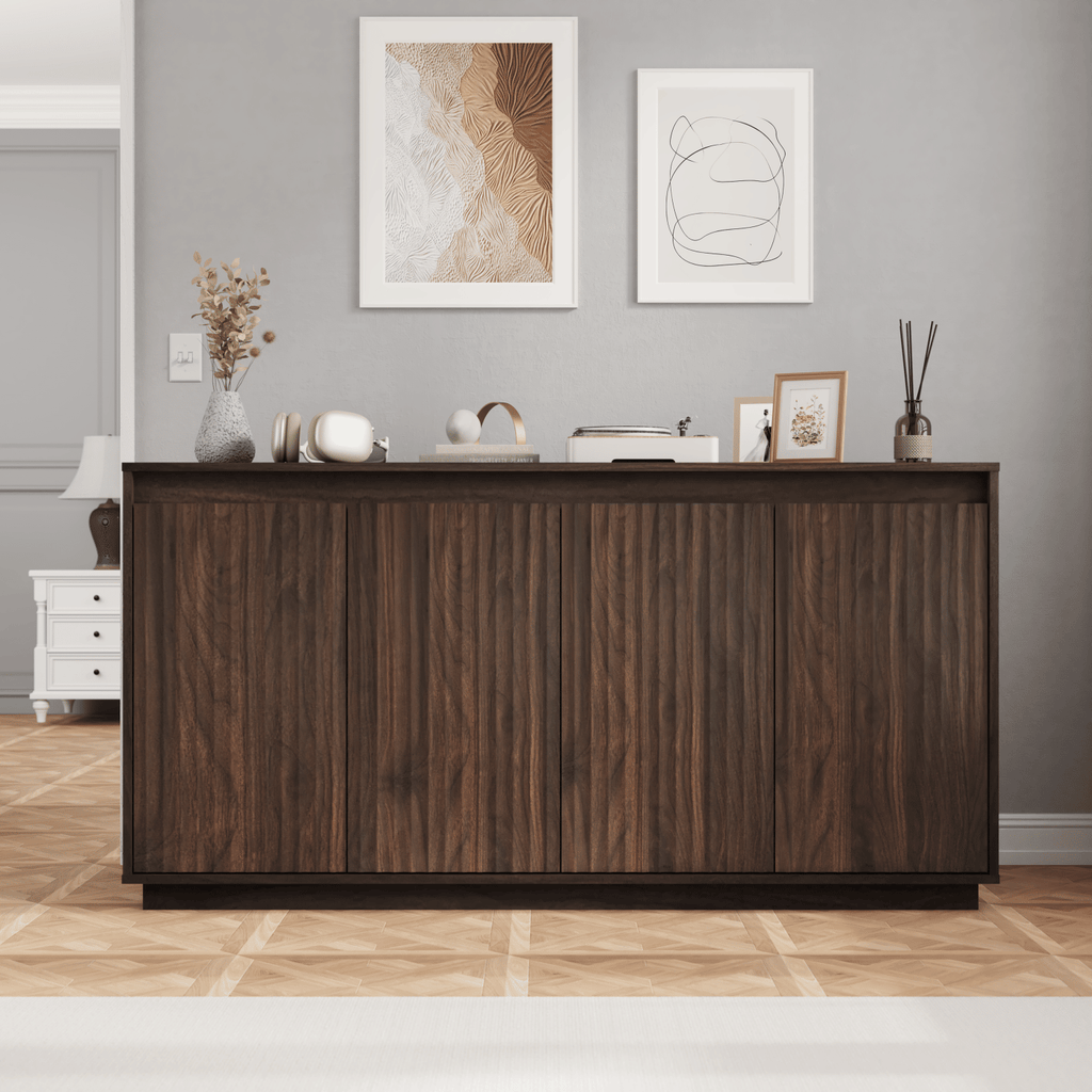 Four-Door Fluted Sideboard with Power Outlet