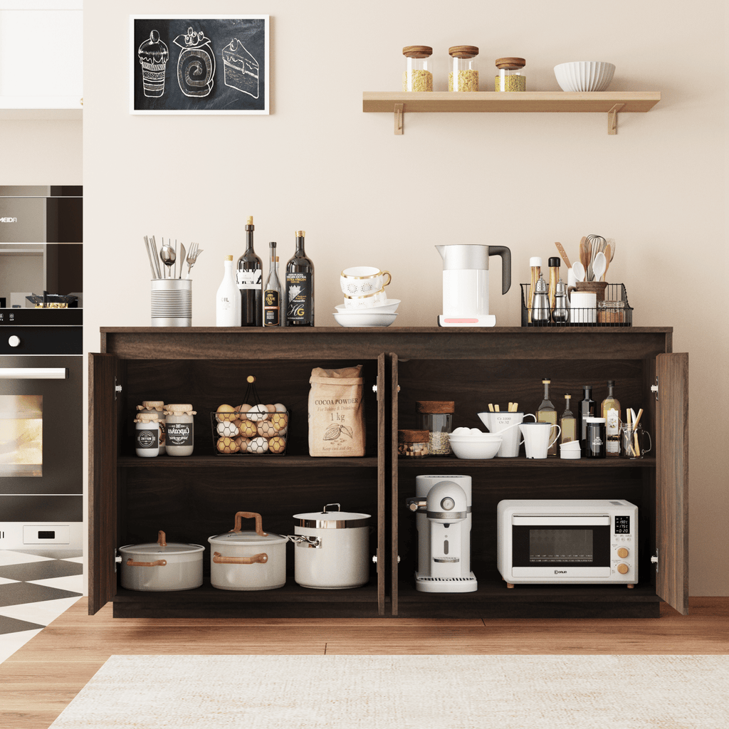 Four-Door Fluted Sideboard with Power Outlet
