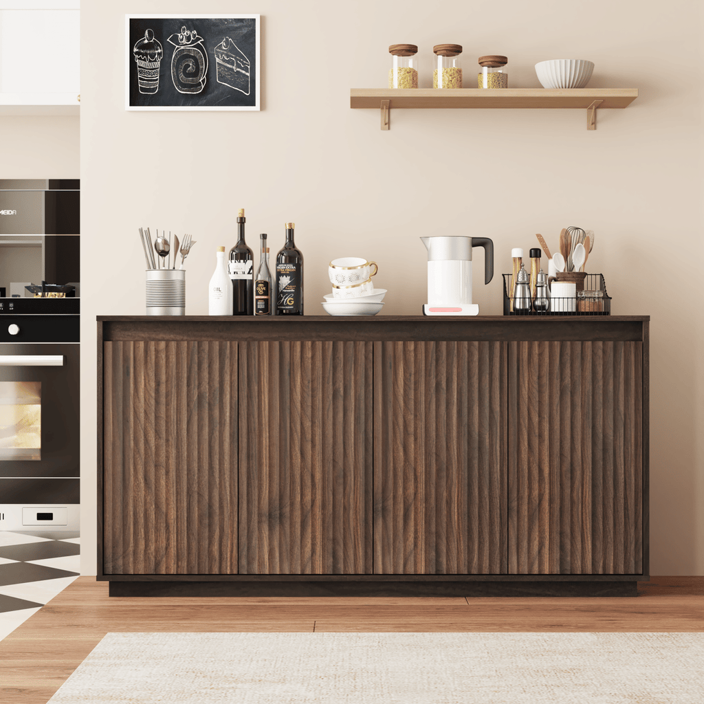 Four-Door Fluted Sideboard with Power Outlet