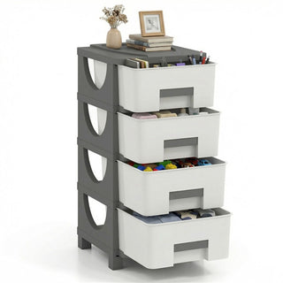 Slim 2-Drawer Compact Plastic Storage Cabinet - Space-Saving Organizer for Small Spaces