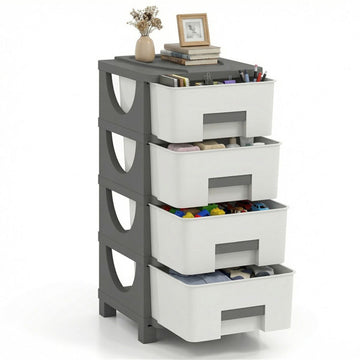 Slim 2-Drawer Compact Plastic Storage Cabinet - Space-Saving Organizer for Small Spaces