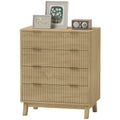 4 Drawer Double Dresser for Bedroom, Fluted Chest of Drawers with Gold Finger Pulls and 4
