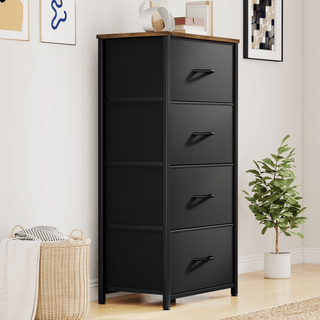 4 Drawer Dresser with everyday Steel Frame & Handles for Adult for, Living Room, Black