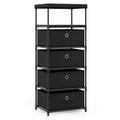 4-Drawer Fabric Storage Cabinet – Removable Drawers & Industrial Wood Top