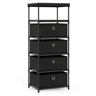 4-Drawer Fabric Storage Cabinet – Removable Drawers & Industrial Wood Top