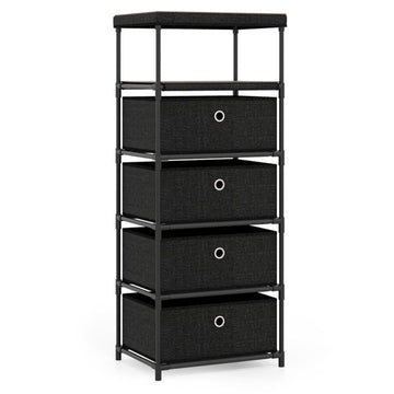 4-Drawer Fabric Storage Cabinet – Removable Drawers & Industrial Wood Top