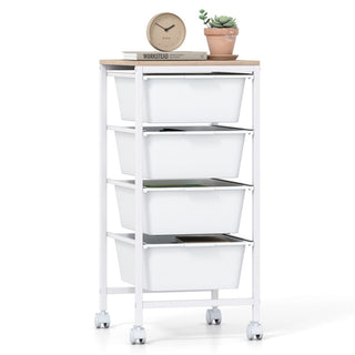 4-Drawer Rolling Storage Cart with MDF Wooden Top